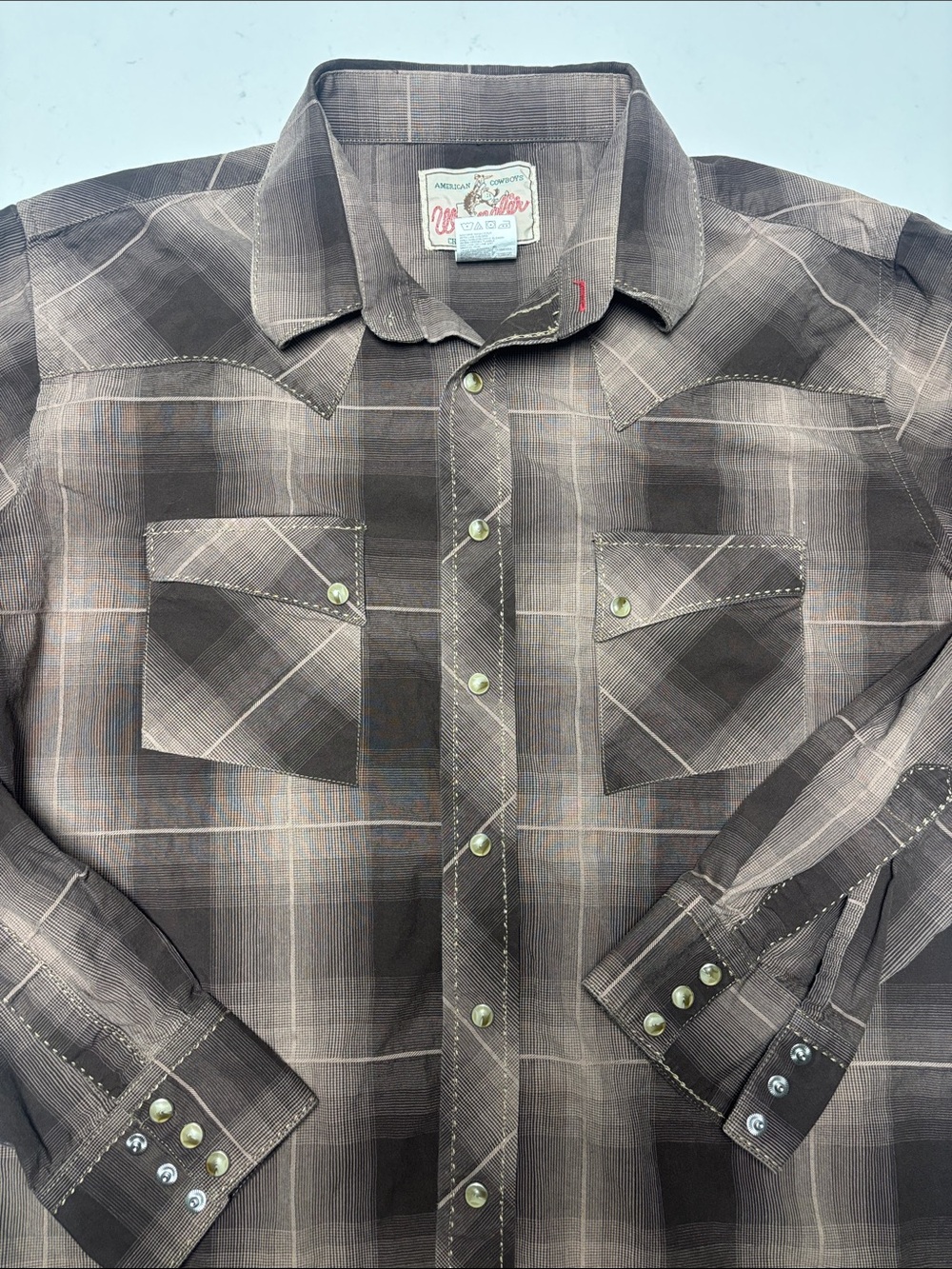 Wrangler Men's Brown Plaid Snap Western Shirt